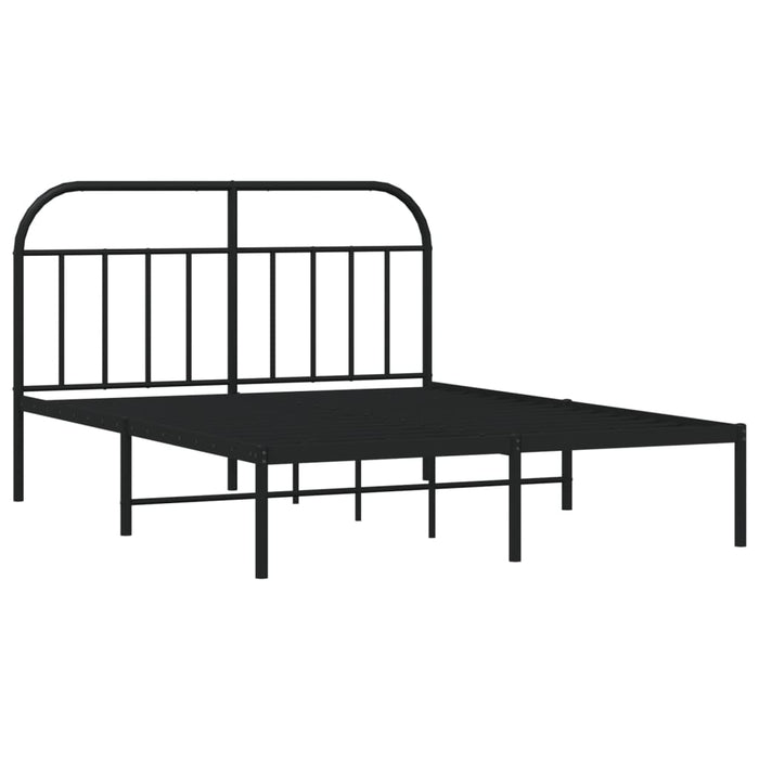 Metal Bed Frame with Headboard Black 150 cm