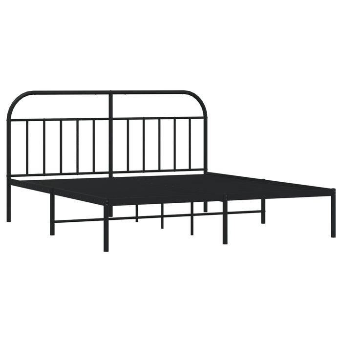 Metal Bed Frame with Headboard Black 183 cm