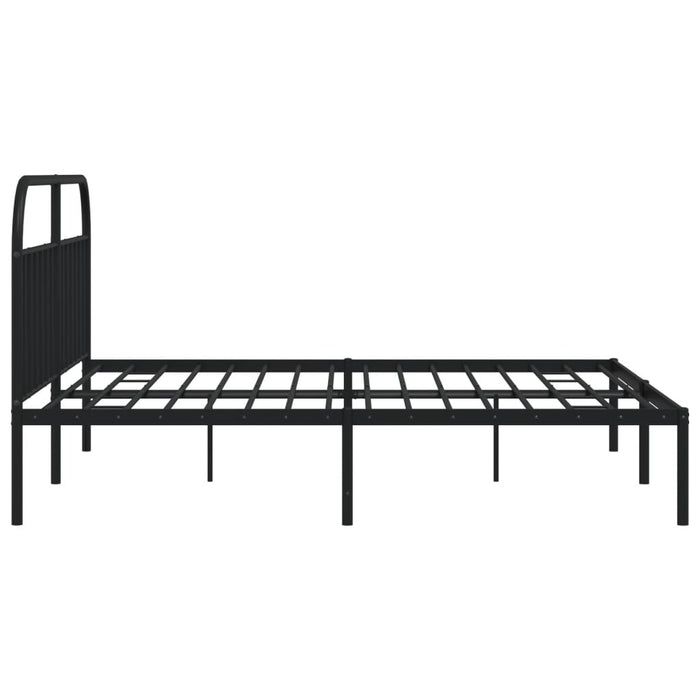 Metal Bed Frame with Headboard Black 200 cm