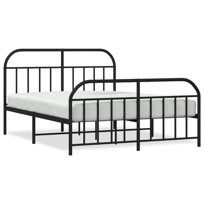 Metal Bed Frame with Headboard and Footboard Black 180 cm