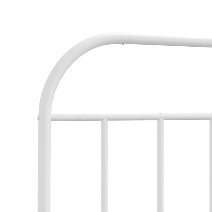 Metal Bed Frame with Headboard White 75 cm