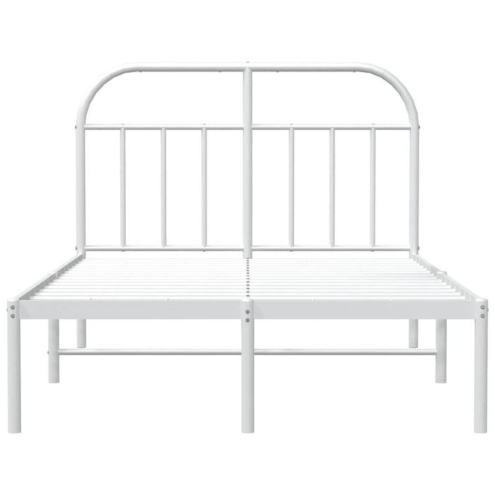 Metal Bed Frame with Headboard White 135 cm