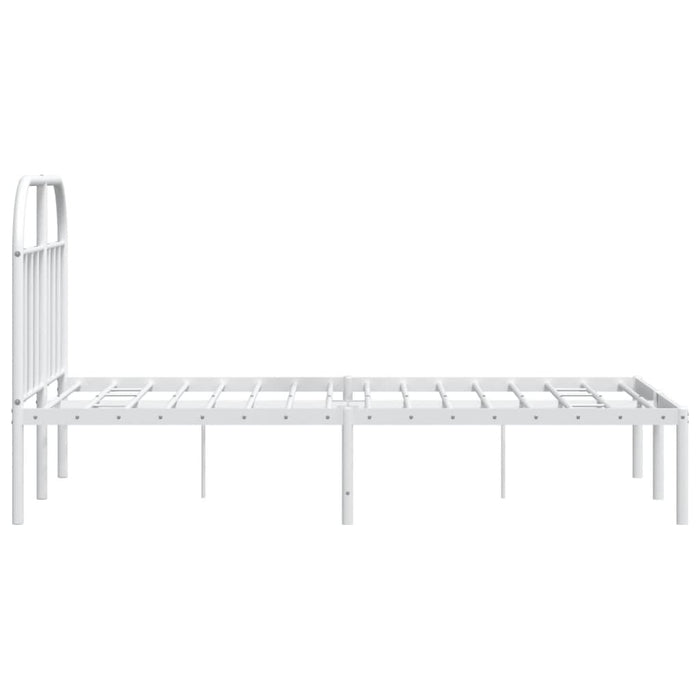 Metal Bed Frame with Headboard White 135 cm
