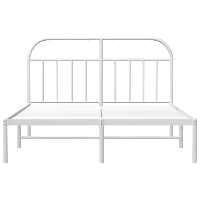 Metal Bed Frame with Headboard White 140 cm