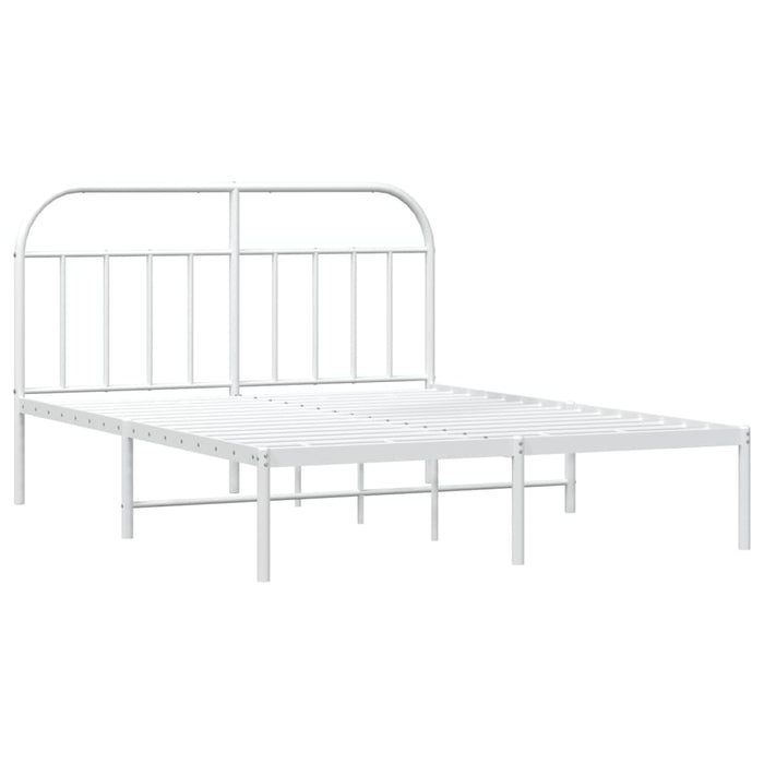 Metal Bed Frame with Headboard White 160 cm