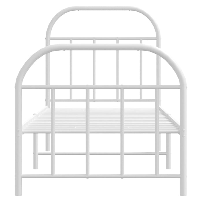Metal Bed Frame with Headboard and Footboard White 75 cm