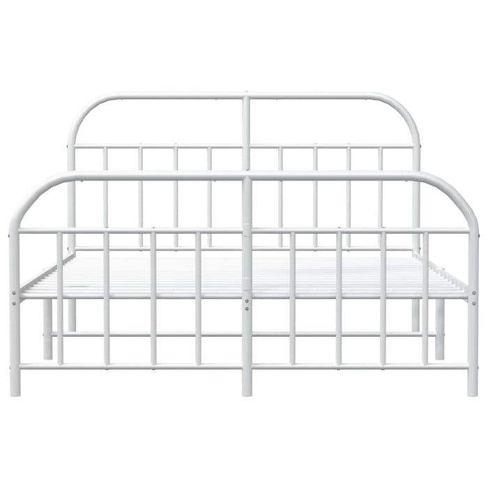 Metal Bed Frame with Headboard and Footboard White 140 cm
