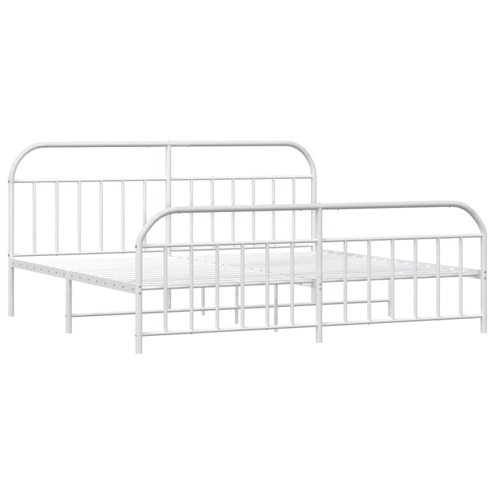Metal Bed Frame with Headboard and Footboard White 200 cm