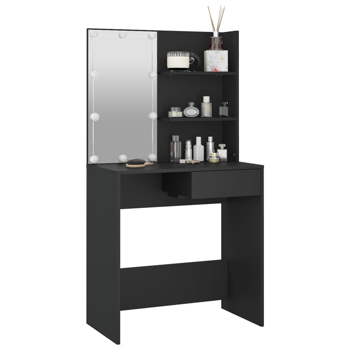 Dressing Table with LED Black 74.5x40x141