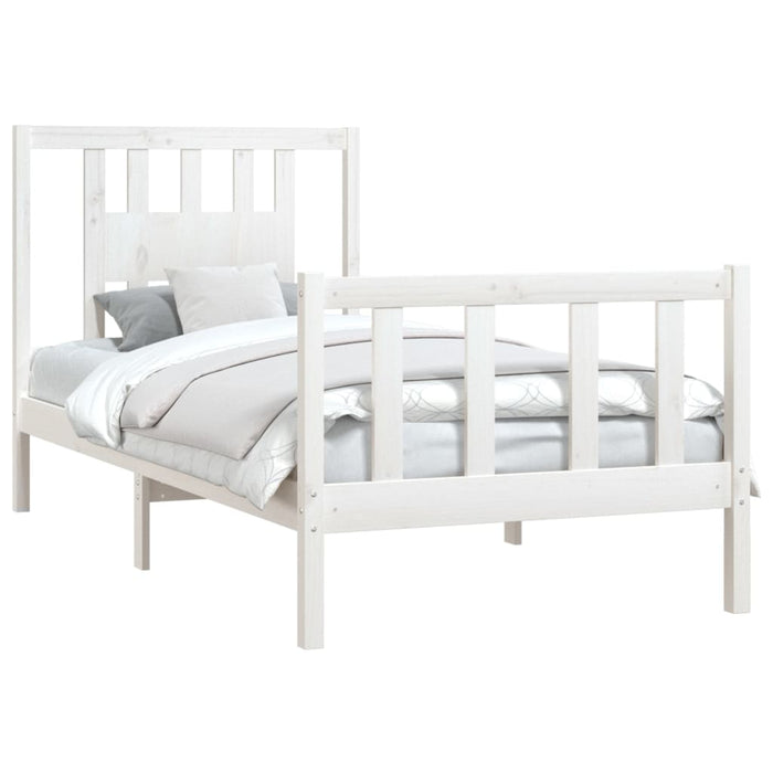 Bed Frame with Headboard White Solid Wood Pine 90 cm