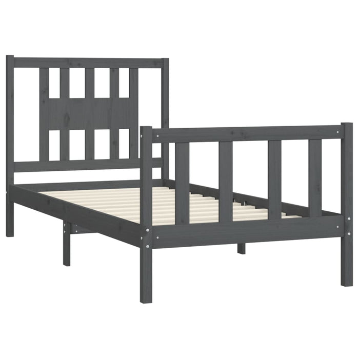 Bed Frame with Headboard Grey Solid Wood Pine 100 cm