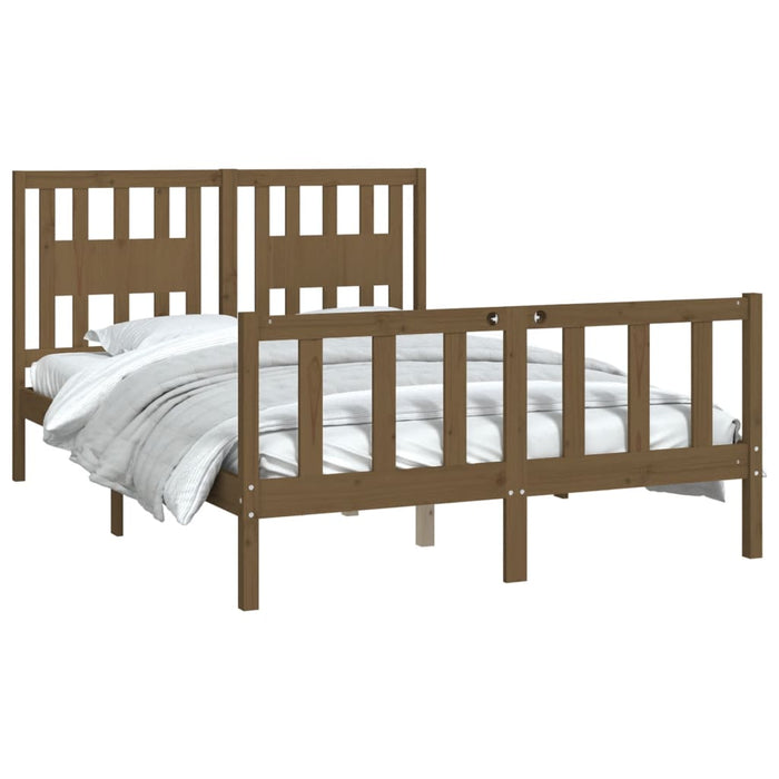 Bed Frame with Headboard Honey Brown Solid Wood Pine 120 cm