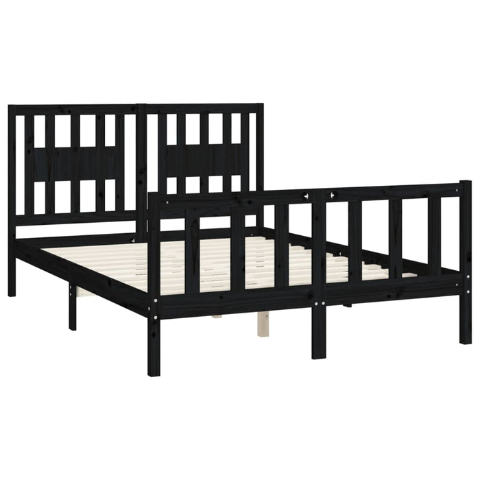Bed Frame with Headboard Black Solid Wood Pine 140 cm