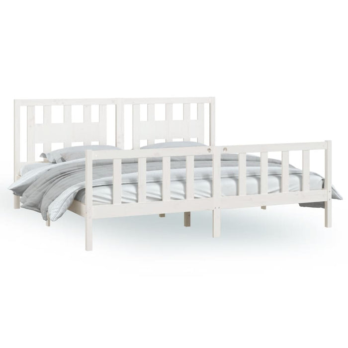 Bed Frame with Headboard White Solid Wood Pine 6FT Super King 180 cm
