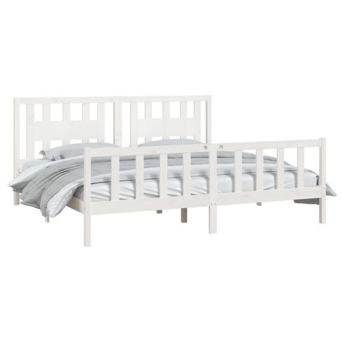 Bed Frame with Headboard White Solid Wood Pine 6FT Super King 180 cm