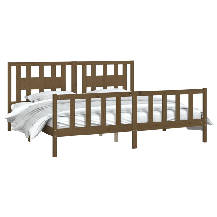 Bed Frame with Headboard Honey Brown Solid Wood Pine 6FT Super King 180 cm