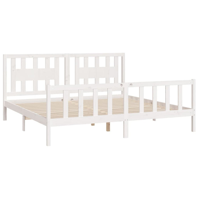 Bed Frame with Headboard White Solid Wood Pine 200 cm