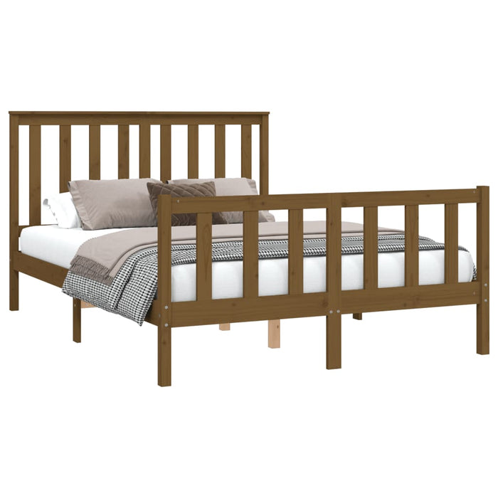 Bed Frame with Headboard Honey Brown Solid Wood Pine 120 cm