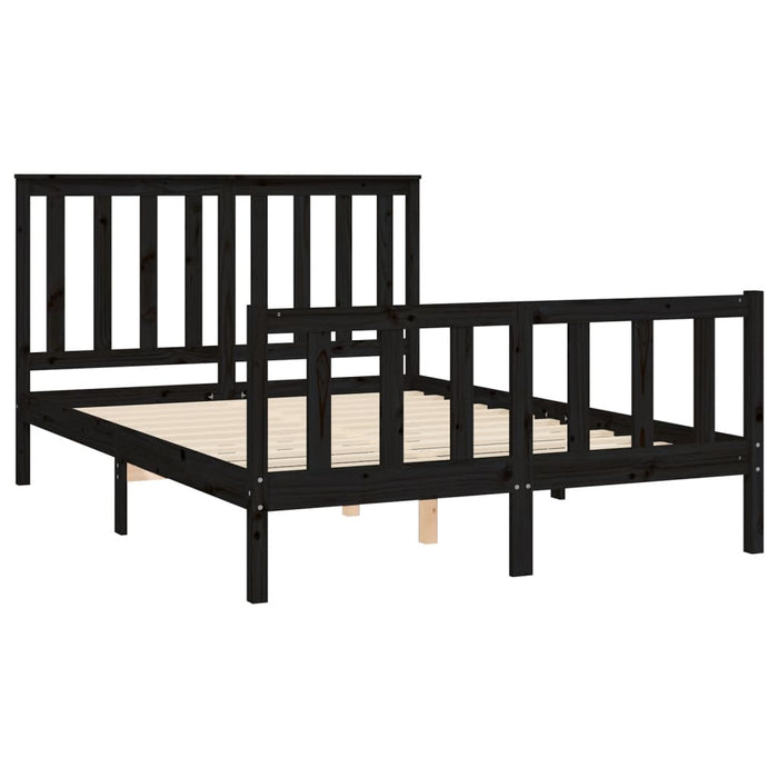 Bed Frame with Headboard Black Solid Wood Pine 120 cm