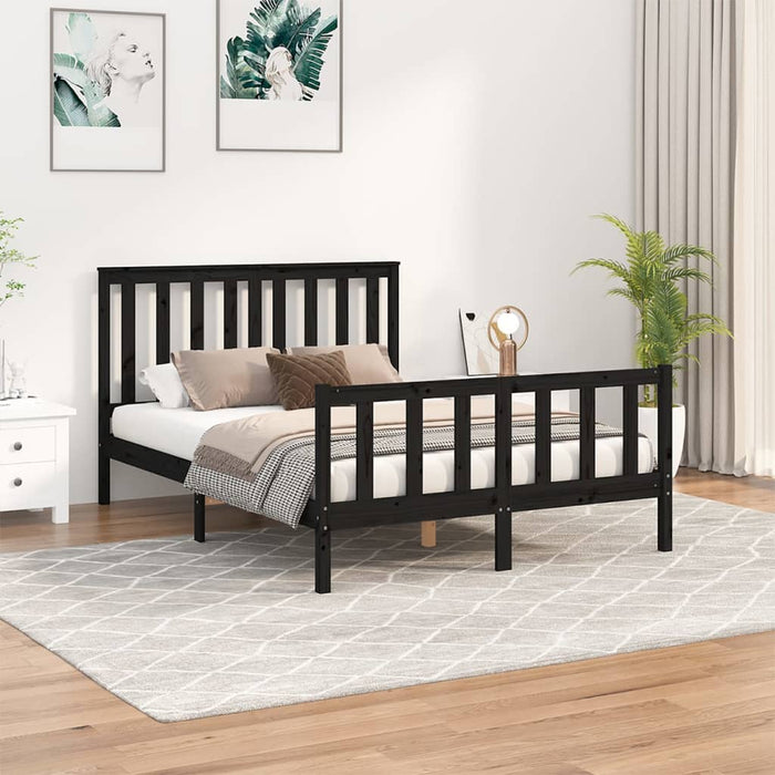 Bed Frame with Headboard Black Solid Wood Pine 120 cm