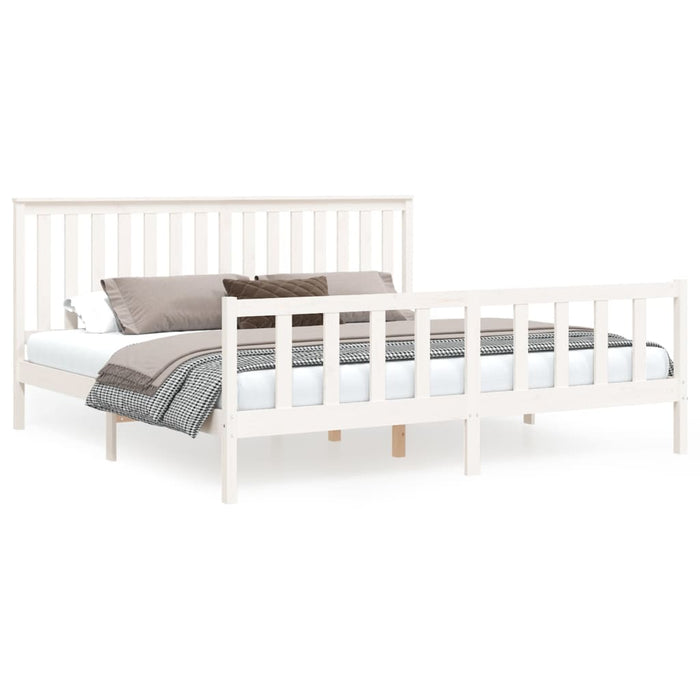 Bed Frame with Headboard White Solid Wood Pine 200 cm