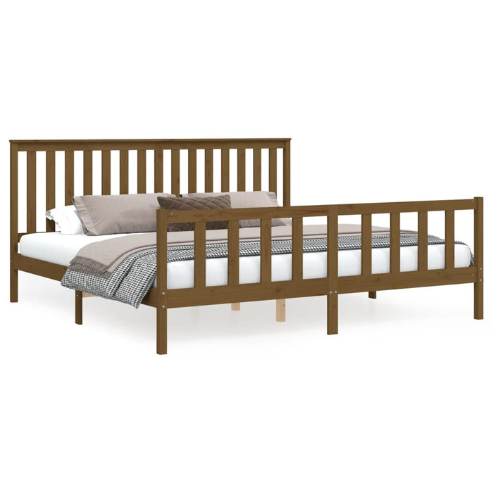 Bed Frame with Headboard Honey Brown Solid Wood Pine 200 cm