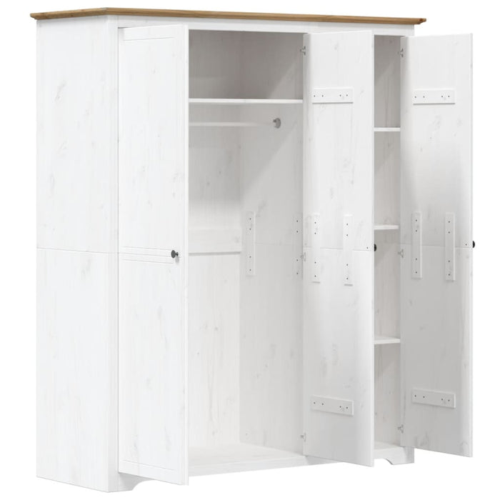 Wardrobe BODO White and Brown 151.5x52x176.5cm Solid Wood Pine