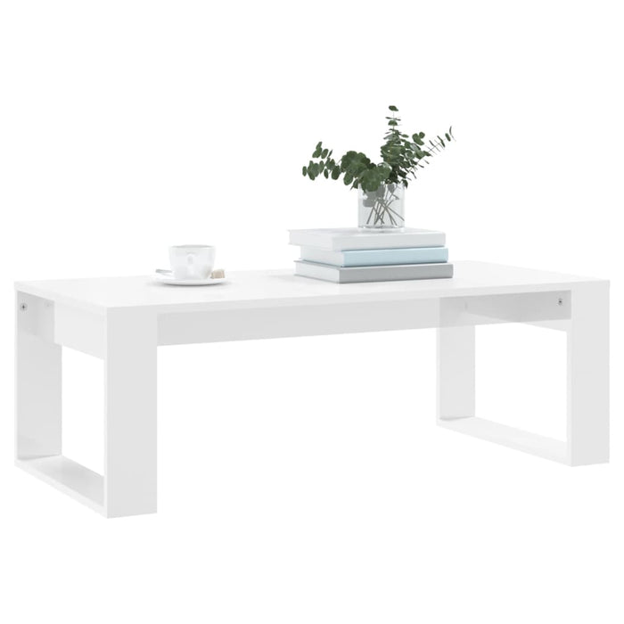 Coffee Table High Gloss White Engineered Wood 102 cm