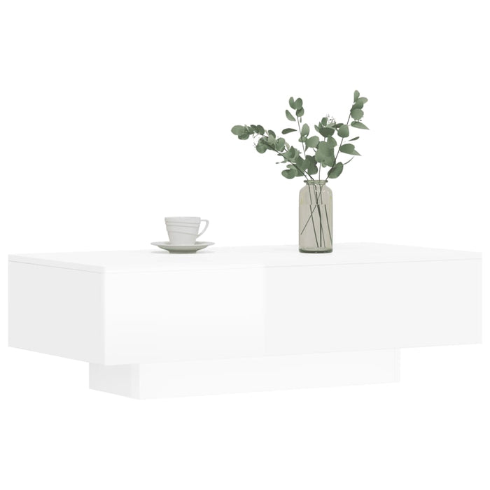 Coffee Table High Gloss White Engineered Wood 100 cm