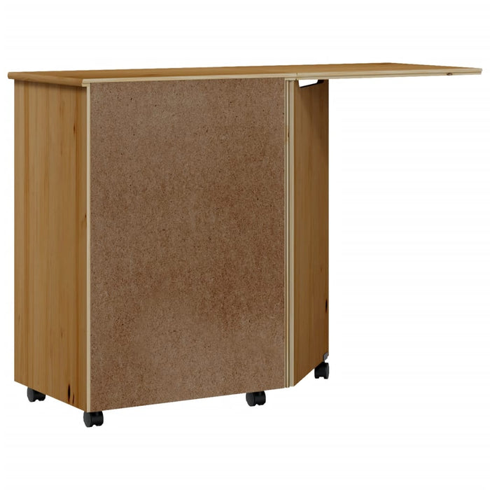 Rolling Cabinet with Desk MOSS Honey Brown Solid Wood Pine