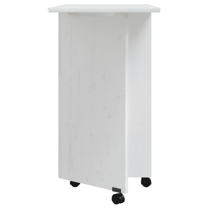 Rolling Cabinet with Desk MOSS White Solid Wood Pine