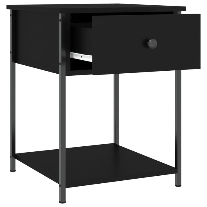 Bedside Table Black Engineered Wood 44 cm