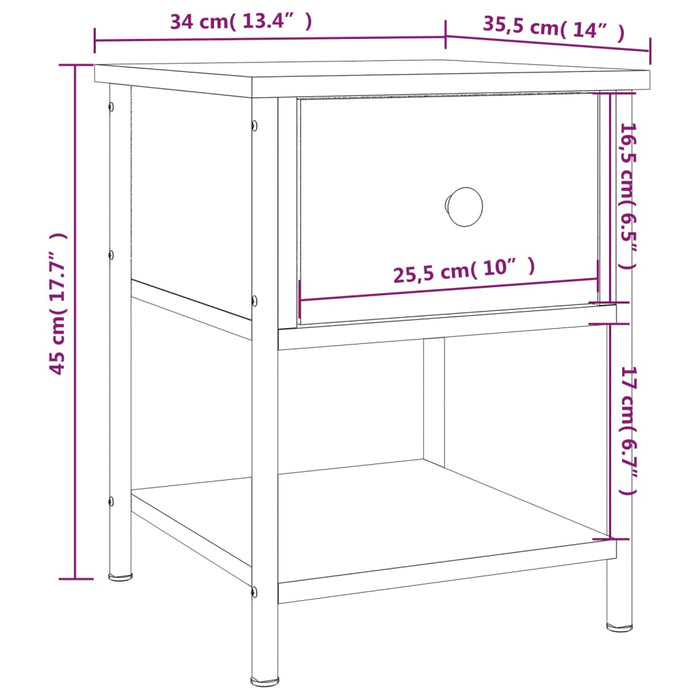 Bedside Table Grey Sonoma 34 cm