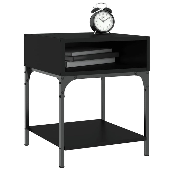 Bedside Table Black Engineered Wood 40 cm