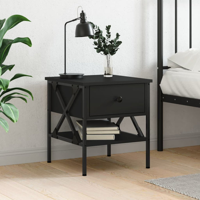Bedside Table Black Engineered Wood 40 cm