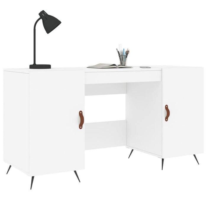 Desk White Engineered Wood 140 cm