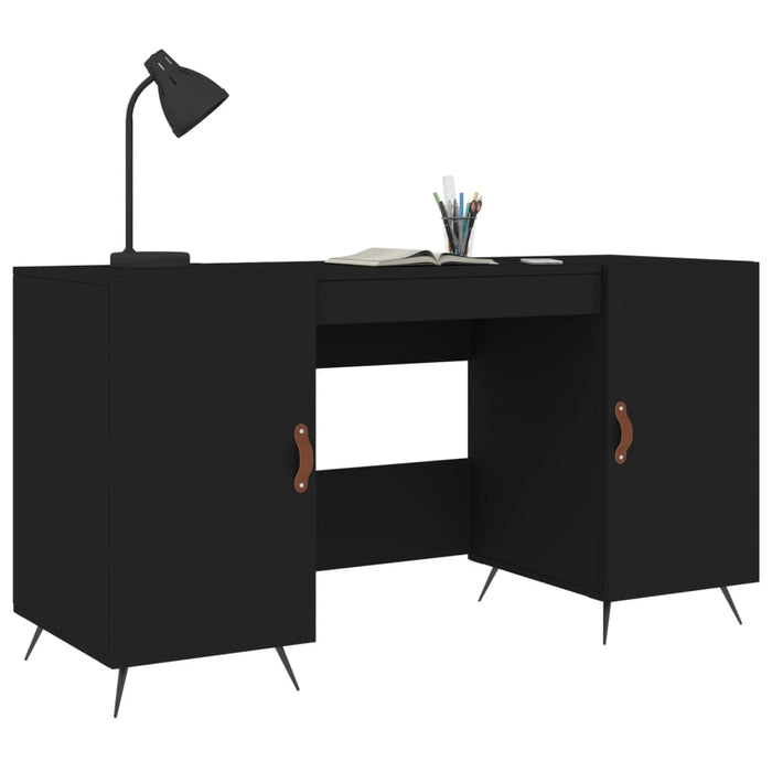 Desk Black Engineered Wood 140 cm