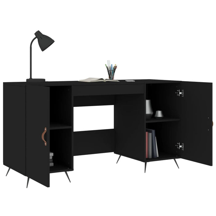 Desk Black Engineered Wood 140 cm