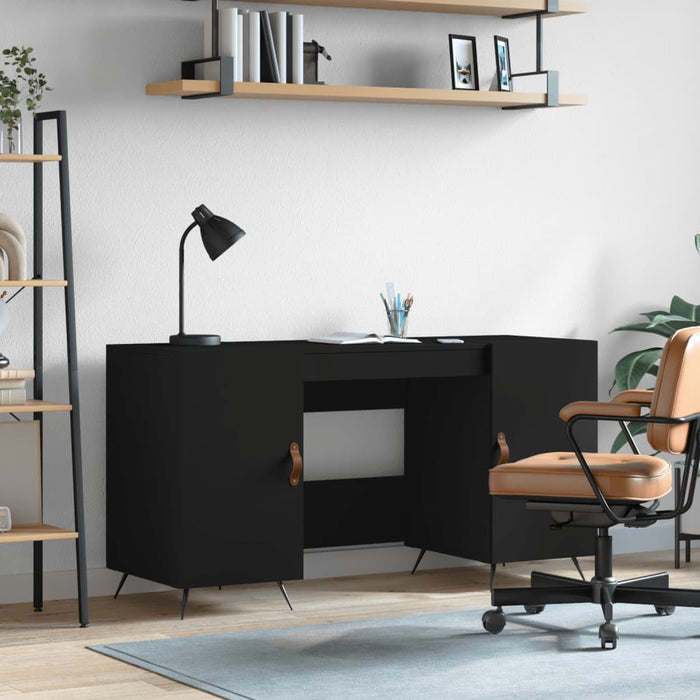 Desk Black Engineered Wood 140 cm