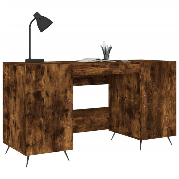 Desk Smoked Oak Engineered Wood 140 cm