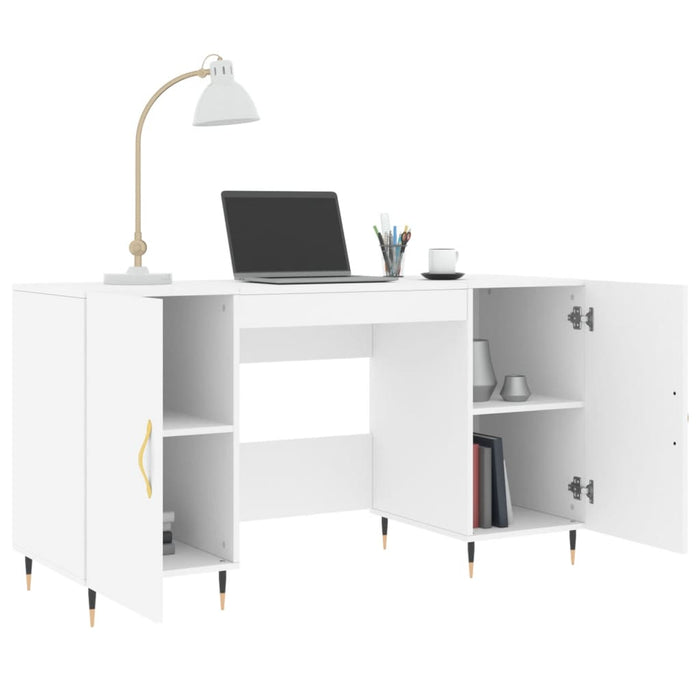 Desk White Engineered Wood 140 cm