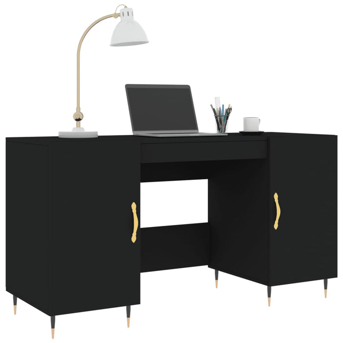 Desk Black Engineered Wood 140 cm