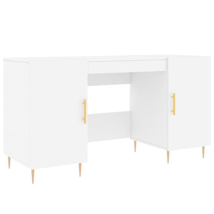 Desk White Engineered Wood 140 cm