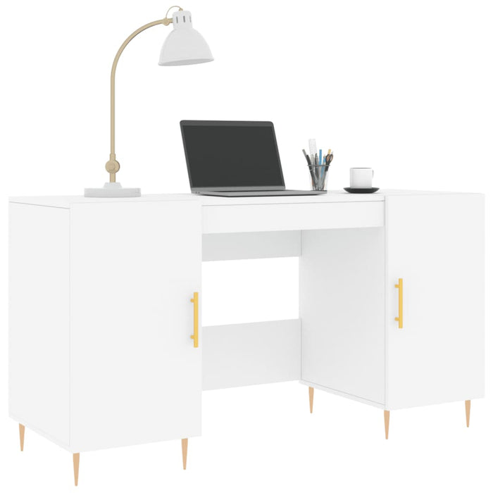 Desk White Engineered Wood 140 cm