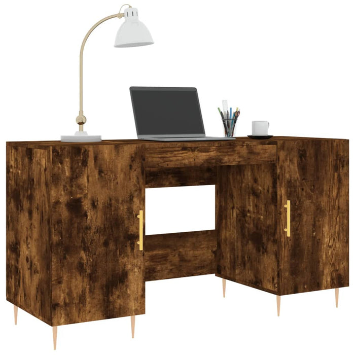 Desk Smoked Oak Engineered Wood 140 cm