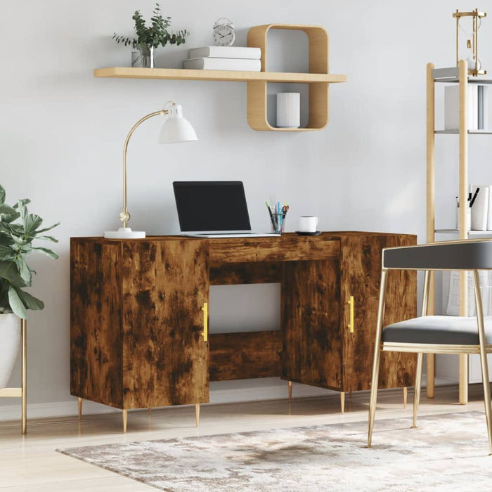 Desk Smoked Oak Engineered Wood 140 cm