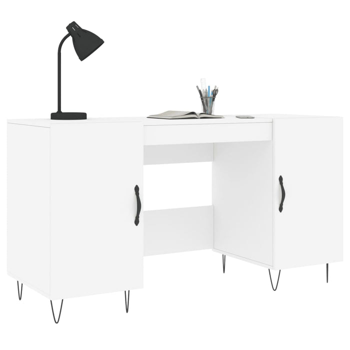 Desk White Engineered Wood 140 cm