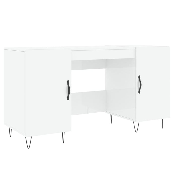 Desk High Gloss White Engineered Wood 140 cm