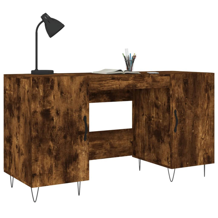 Desk Smoked Oak Engineered Wood 140 cm