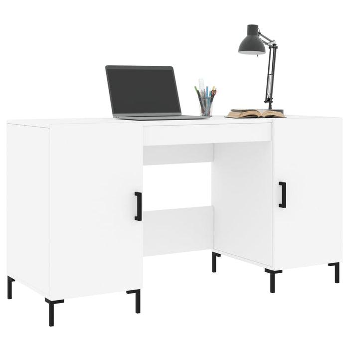 Desk White Engineered Wood 140 cm